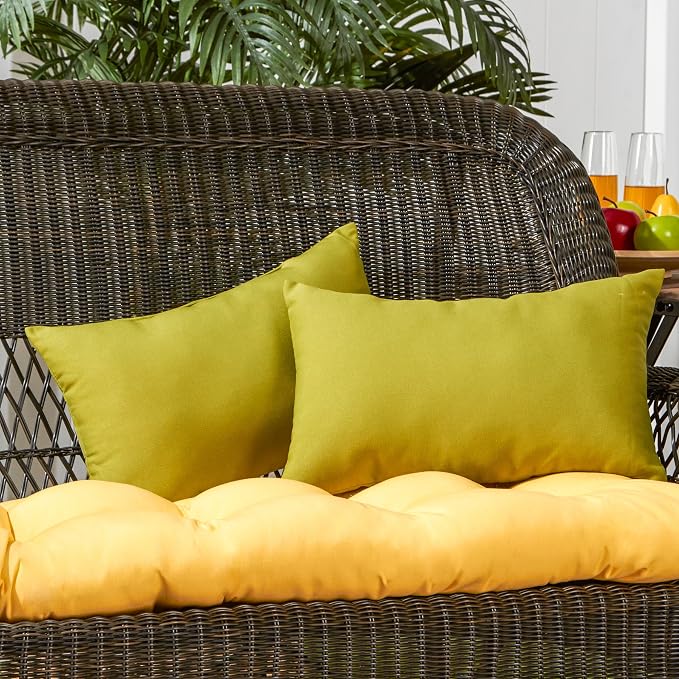 Greendale Home Fashions Outdoor 19x12 inch Rectangle Decorative Throw Pillow, 2-Pack, Lime 2 Count