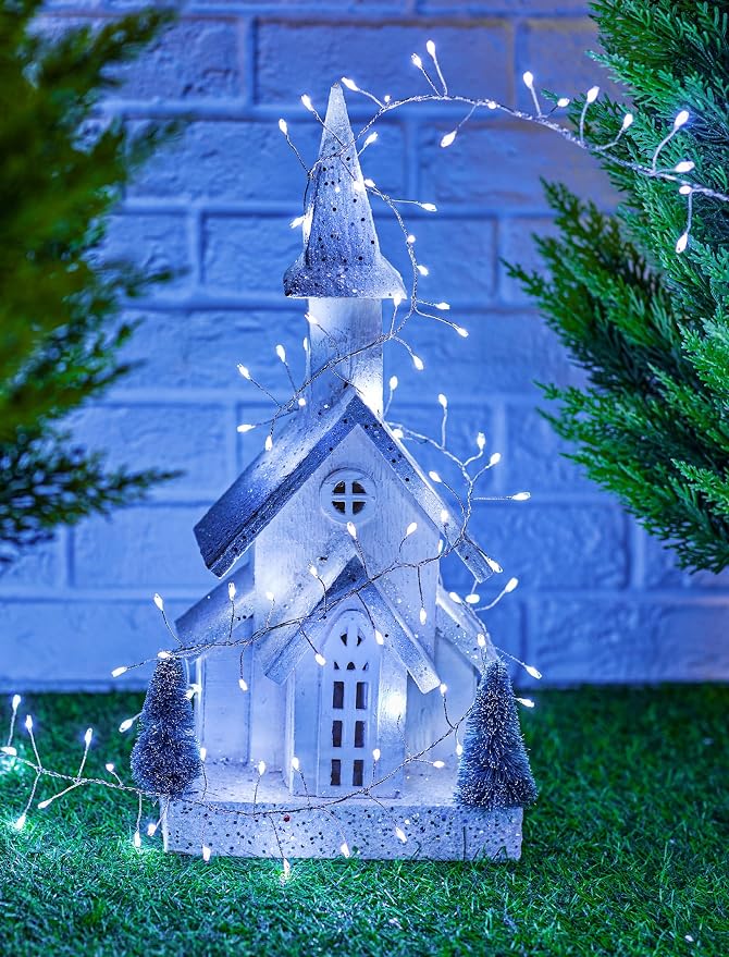 120 LED Solar Fairy Lights Outdoor Waterproof IP65, 10FT 8 Lighting Modes | Solar Christmas Lights Outdoor Waterproof Cascading Twinkle Lights Balcony Garland Patio Christmas Decorations, Cool White