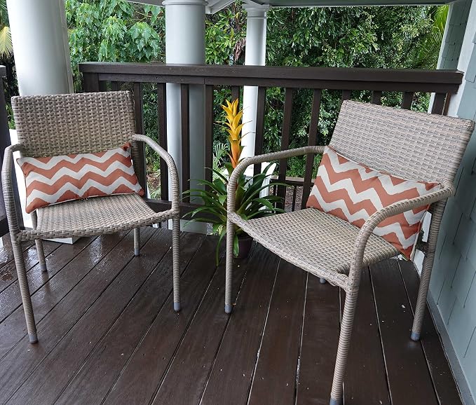 Indoor/Outdoor Polyester Fabric Lumbar Pillow Cover, All-Weather Waterproof Rectangular Cushion Case for Patio Furniture, 16 x 24 Set of 2 - Chevron-29