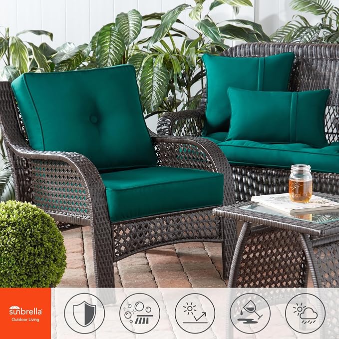 Greendale Home Fashions Sunbrella 20'' Square Outdoor Throw Pillow with Removable Cover (Set of 2), Canvas Forest