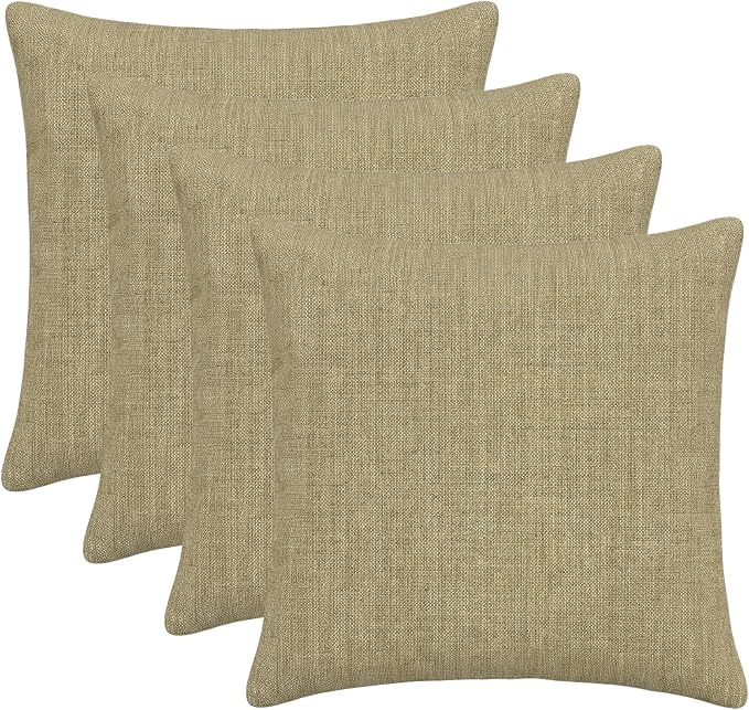 RSH DECOR: Sunbrella Square Throw Pillows Set of 4 | 20" x 20" | Water and Fade-Resistant Performance Fabric | Outdoor Pillow Covers with Down-Alternative Inserts | Made in USA (Cast Tinsel)