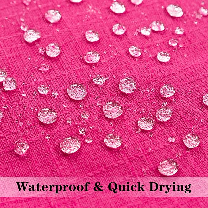 Kevin Textile Outdoor Waterproof 20”x20” Pillow Covers 2 Pack, Hot Pink | Water Resistant, Soft Faux Linen-cotton Yarn-dyed Woven Texture Throw Pillow Covers for Tent Patio Garden Couch Sofa