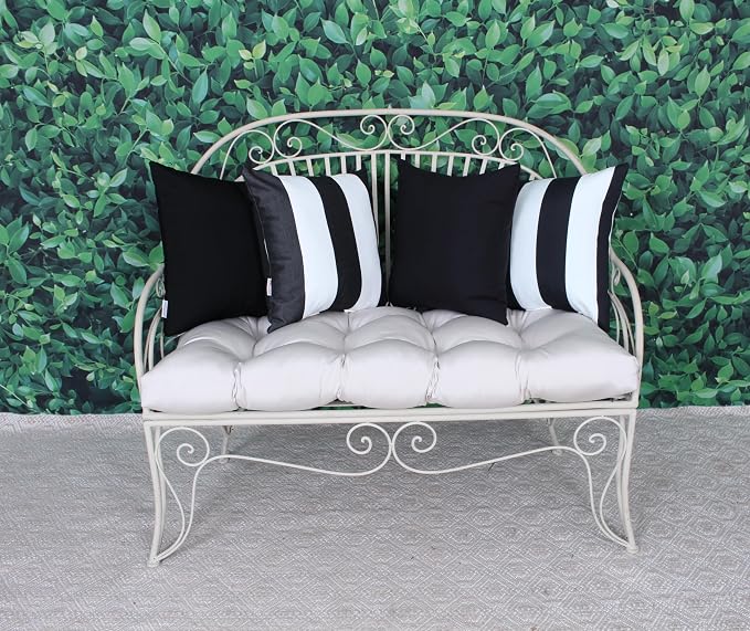Outdoor/Indoor Sunbrella Throw Pillow Cover Only Square Set of 2 Pieces 18 inch x 18 inch Cabana Classic Stripe - Insert Not Included, Black/White