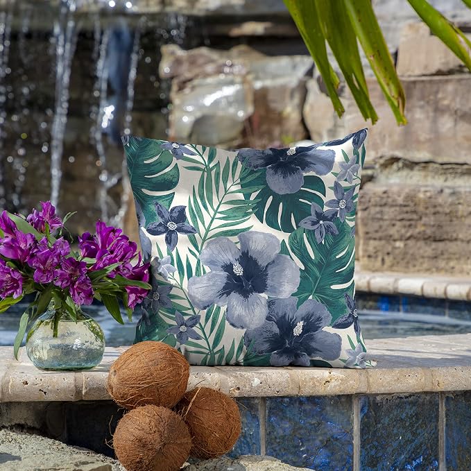 Arden Outdoor Toss Pillow, 2-Pack, 16x16, Salome Tropical | Indoor/Outdoor Décor, Rain-Proof, Fade Resistant, Mold and Mildew Resistant