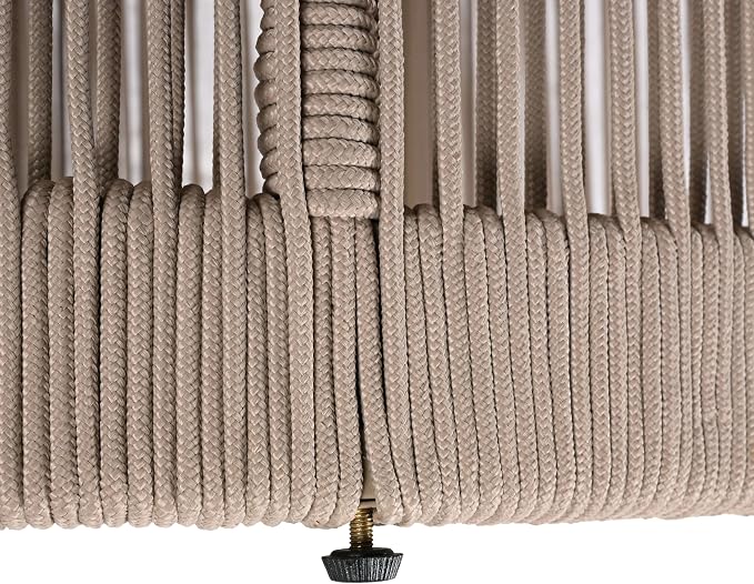 Christopher Knight Home Peyz Acacia Wood Outdoor Side Table Set of 2 with Woven Rope Design, Patio Round Coffee Table Set with Small Side Desk, Functionality Stylish 2 Tables for Garden, Teak + Beige
