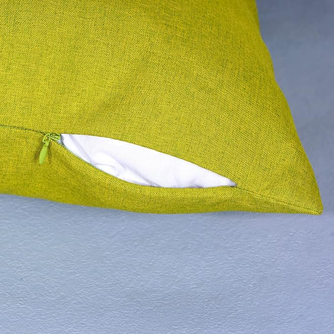 Pack of 4 Decorative Outdoor Waterproof Throw Pillow Covers ONLY Square Garden Cushion Cases for Patio, Couch, Tent and Sofa, 18 x 18 Inches, (Yellow, Light Green, Orange, Blue-Green)