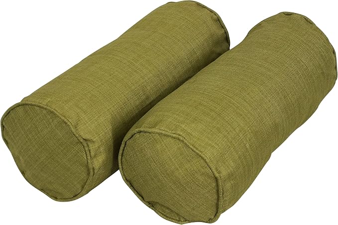Blazing Needles Solid Outdoor Corded Bolster Throw Pillow, 20'' x 8'', Avocado 2 Count (9814-CD-S2-REO-SOL)