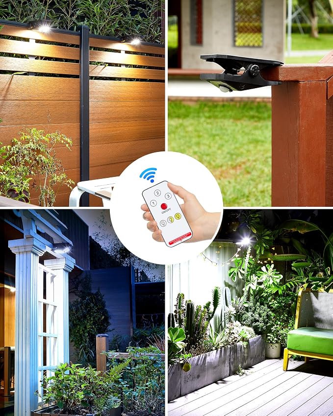 118Leds Solar Motion Sensor Lights Outdoor, Clip on Solar Lights Outdoor Waterproof, High Bright Solar Powered Security Lights for Outside Fence Chain Link Camping (4, 118 LED)