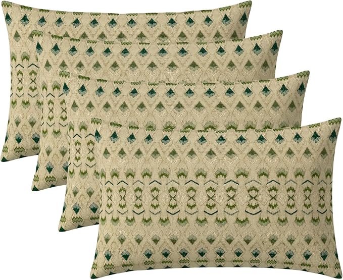RSH DECOR: Jumbo Lumbar Throw Pillows – Set of 4 | 26" x 16" | Indoor Outdoor Use for Patio Furniture | Water & Fade-Resistant | Includes Down-Alternative Inserts | Made in USA (Cabrera Verde)