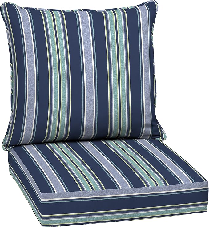 Arden Outdoor Deep Seat Cushion Set, 24x24, Blue Stripe