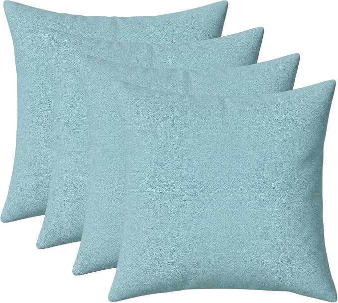 RSH DECOR: Sunbrella Square Throw Pillows Set of 4 | 20" x 20" | Water and Fade-Resistant Performance Fabric | Outdoor Pillow Covers with Down-Alternative Inserts | Made in USA (Cast Mineral)