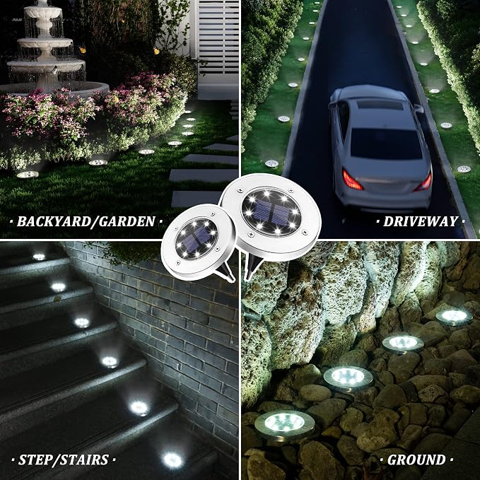SOLPEX Solar Lights Outdoor Waterproof, 12 Pack Solar Ground Lights, Solar Garden Lights Landscape Lighting for Pathway Driveway Patio Backyard Walkway (Cool White) | IP65 Waterproof Stainless Steel Landscape Lighting for Driveway, Pathway, Garden, Pat...
