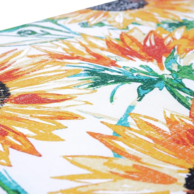 Pillow Perfect Bright Floral Indoor/Outdoor Tufted Wicker Seat Cushion With Ties, 2 Count, 15.5" x 16", Yellow/Green Sunflowers