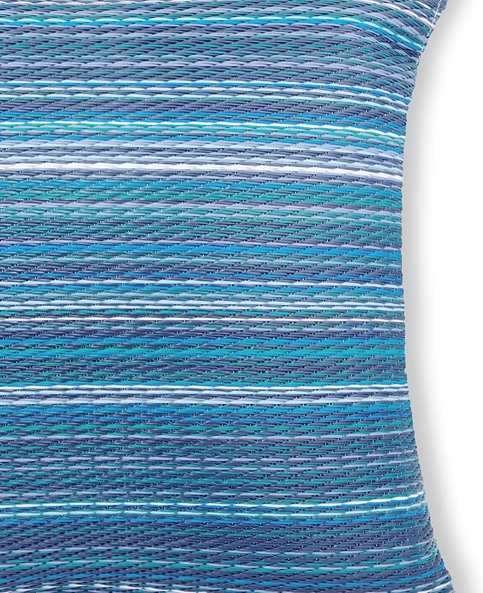 Fab Habitat Outdoor Premium Recycled Plastic Pillow - Waterproof, Fade Resistant - Striped - Patio, Porch, Deck, Balcony - Cancun - Indigo - 20" x 20"