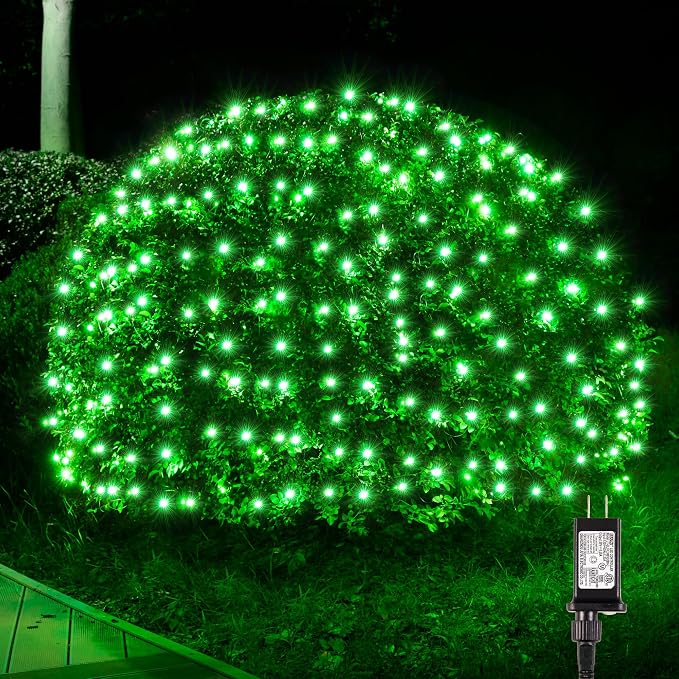 BlcTec Outdoor Christmas Lights 360 LED 9.8ft x 6.6ft Christmas Net Lights with 8 Modes, UL Certified, Timer, Connectable, Waterproof for Trees, Bushes, Shrub, Yard Outdoor Xmas Decorations, Green