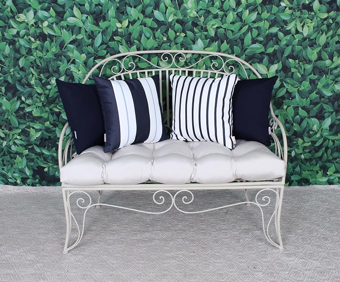 Outdoor/Indoor Sunbrella Throw Pillow Cover Only Square Set of 2 Pieces 20 inch x 20 inch Relate Harbor Stripe - Insert Not Included, Navy