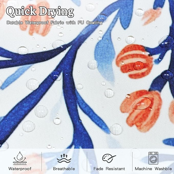 Floral Waterproof Outdoor Throw Pillow Covers 18x18 Inch Set of 2 | Blue and Orange Floral Pillow Cover, Summer Outdoor Decor Cushion Cases for Garden Patio Balcony Funiture Porch Couch Sofa
