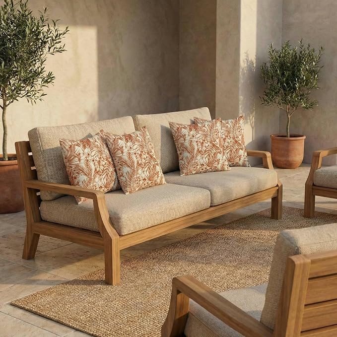 RSH DECOR Square Throw Pillows Set of 4, 17" x 17", Outdoor Pillows Waterproof, Outdoor Pillow Covers, Pillow Covers for Couch, Wilshire Mesa, Made in USA