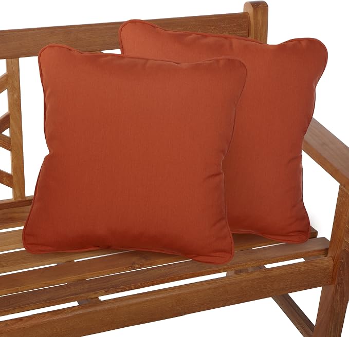 Mozaic AZPS1162 Indoor Outdoor Sunbrella Square Pillow with Corded Edges, Set of 2, 2 Count (Pack of 1), Canvas Rust Orange