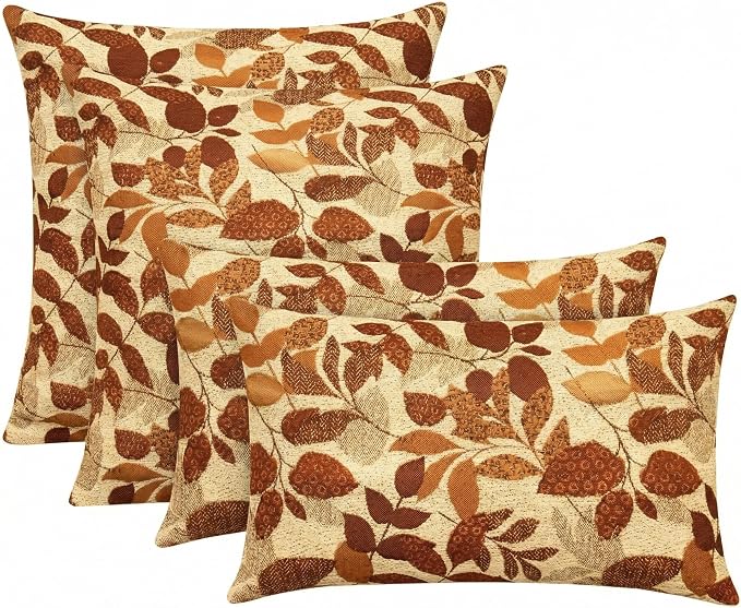 RSH DECOR: Sunbrella Lumbar & Square Pillows Set of 4 | 20" x 12" & 17" x 17" | Water & Fade-Resistant Performance Fabric | Outdoor Throw Pillows for Patio Furniture | Made in USA (Gentry Sequoia)