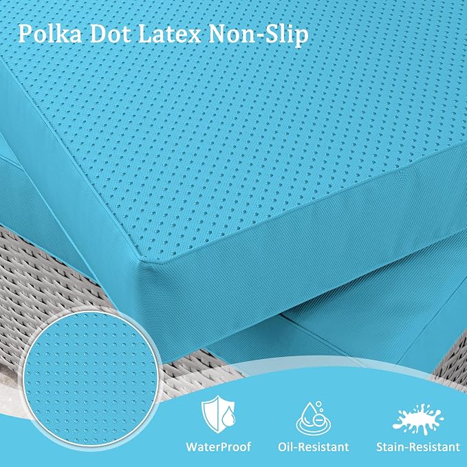 Outdoor Furniture Replacement Cushions, Waterproof Patio Furniture Cushions, 4" Deep Seat Outdoor Sectional Cushion for 3-Seat Outdoors Rattan Sofa Patio Sofa Cushion, Lake Blue