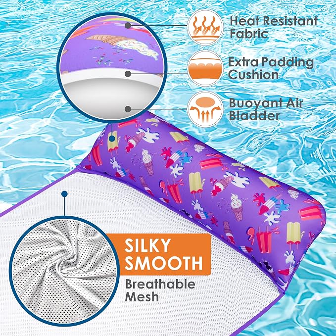 Sunlite Sports 114" x 89" Inflatable Water Mat Pool Float, Floating Raft for Swimming Pool, Beach and Lake, Ultimate Comfortable Lounging Mattress, Island Swim Floaty for Family Fun