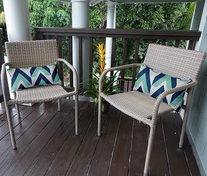 Indoor/Outdoor Polyester Fabric Lumbar Pillow Cover, All-Weather Waterproof Rectangular Cushion Case for Patio Furniture, 12 x 18 Set of 2 - Abstracts-41
