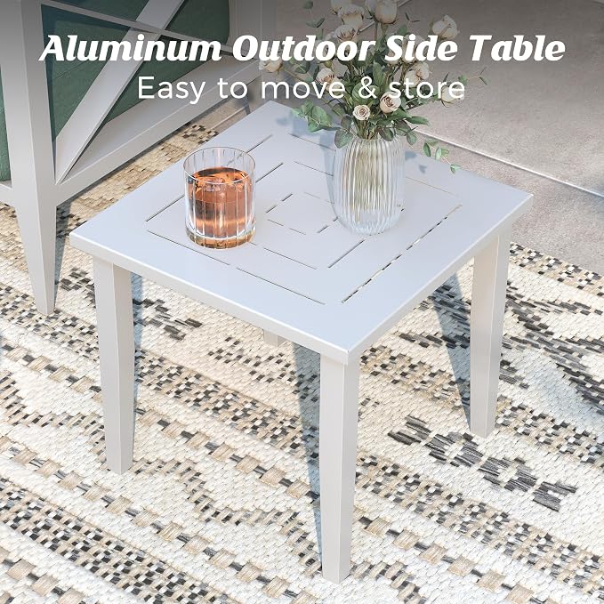 Aluminum Outdoor Patio Furniture Set with Swivel Chairs, 11-Piece Outdoor Sectional with 5.2" Thick Cushions, Patio Conversation Sets with Ottomans for Backyard,(White,8 Seats)