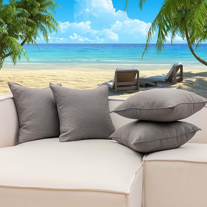Home Brilliant 20x20 Pillow Covers Outdoor Throw Pillow Shams Grey Cushion Covers, 20 inches, 50 cm, Pack of 4, Charcoal Gray