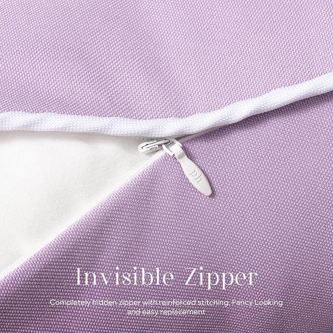 Phantoscope Pack of 2 Outdoor Waterproof Throw Pillow Covers Decorative Square Cushion Case Patio Pillows for Couch Tent, Lavender Purple 20x20 inches