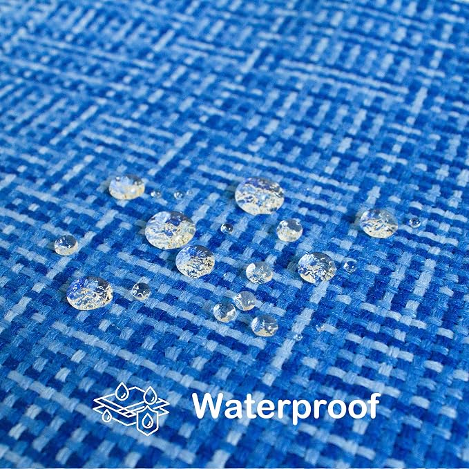Kevin Textile Outdoor Waterproof 20x20 Inch Pillow Covers 2 Pack, Blue | Water Resistant, Faux Linen Yarn-dyed, Woven Texture Throw Pillow Covers for Tent Patio Garden Couch Sofa
