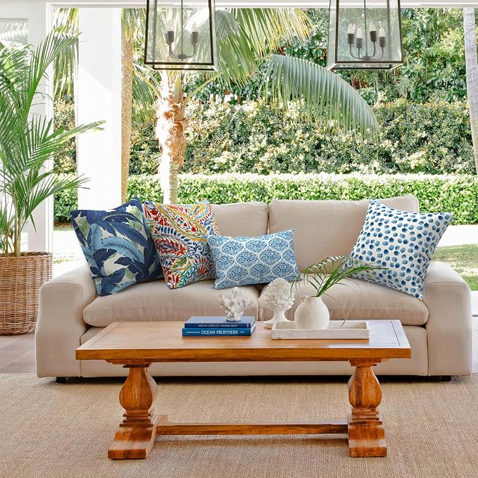 Outdoor 20x20 Inch Throw Pillows with Inners, Square Pillows Decorative Set of 2 for Home Garden Furniture, Paisley Multi