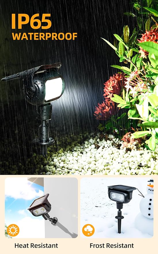 ROSHWEY Solar Landscape Spot Lights, Spotlights Outdoor Waterproof, with 2 Brightness Mode, Landscape Lighting Solar Lights for Garden, Yard, Pathway (Cool White, 10 Pack)