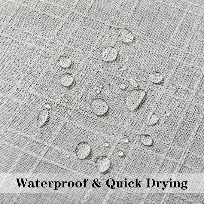 Kevin Textile Outdoor Waterproof 16”x16” Pillow Covers 2 Pack, Grey | Water Resistant, Soft Faux Linen-cotton Yarn-dyed Woven Texture Throw Pillow Covers for Tent Patio Garden Couch Sofa