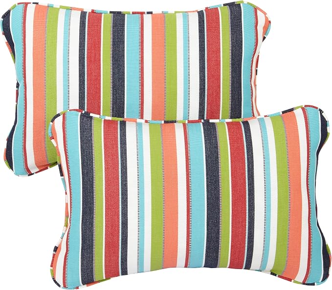 Sunbrella Indoor/Outdoor 12 by 18-inch Corded Pillow, Carousel Confetti, Set of 2