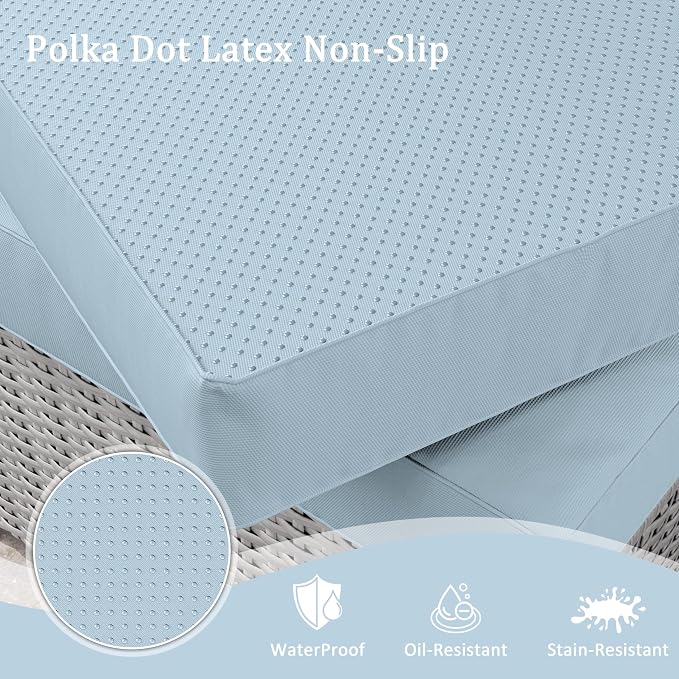 Outdoor Furniture Replacement Cushions, Waterproof Patio Furniture Cushions, 4" Deep Seat Outdoor Sectional Cushion for 3-Seat Outdoors Rattan Sofa Patio Sofa Cushion, Sky Blue