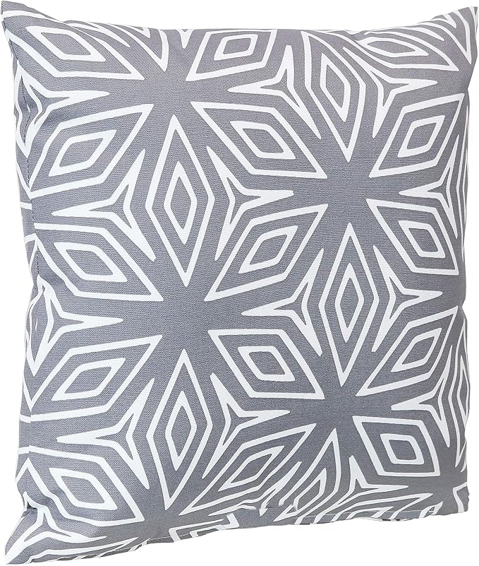 Sunnydaze Indoor and Outdoor Decorative Throw Pillows Set of 2 with Zipper Closures and Inserts - 17-Inch Square Patio Furniture Accents - Weather-Resistant Polyester - Gray Geometric