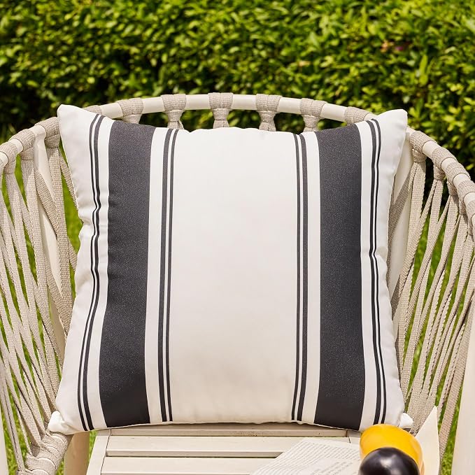 DFXSZ Outdoor Black Waterproof Geometry Pillow Covers 18x18 Set of 4 | Spring Summer Waterproof Modern Throw Pillowcases（No Inserts） Outdoor Decor for Patio Funiture Garden Polyester Covers