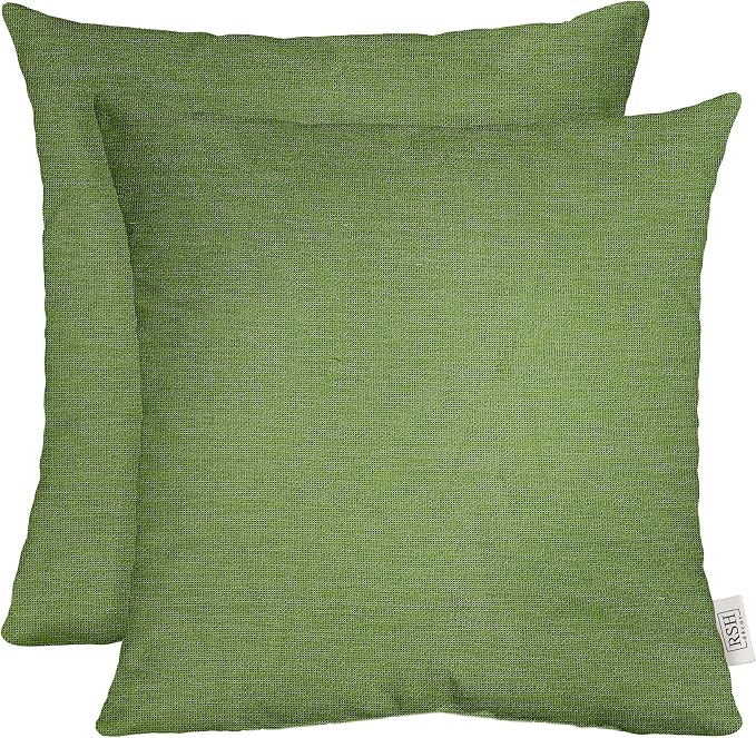 RSH DECOR: Sunbrella Square Throw Pillows Set of 2 | 17" x 17" | Water and Fade-Resistant Performance Fabric | Outdoor Pillow Covers with Down-Alternative Inserts | Made in USA (Cork Meadow Pistachio)