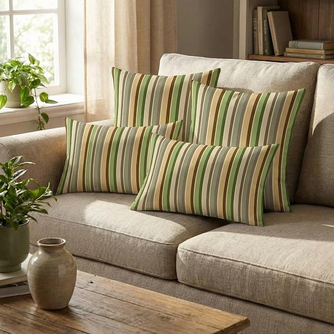 RSH DECOR: Sunbrella Lumbar & Square Pillows Set of 4 | 20" x 12" & 20" x 20" | Water and Fade-Resistant Performance Fabric | Outdoor Throw Pillows | Made in USA (Samuel Meadows)