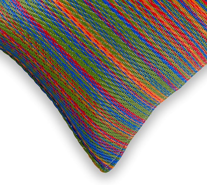 Fab Habitat Outdoor Premium Recycled Plastic Pillow - Waterproof, Fade Resistant - Striped - Patio, Porch, Deck, Balcony - Cancun - Multicolor - 20" x 20"