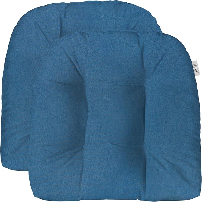 RSH DECOR: Sunbrella Tufted Wicker U-Shape Cushions Set of 2 | 22” x 22” | Outdoor Seat Cushions for Patio Furniture| Crafted with Sunbrella Performance Fabric | Canvas Regatta - Made in USA
