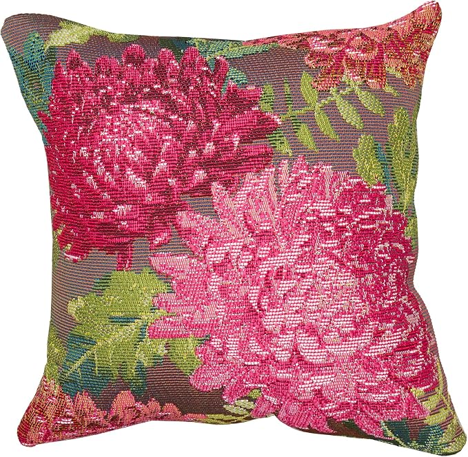 Liora Manne Marina Indoor/Outdoor Power Loomed Easy Care Pillows, 12" x 18", Mums Fuchsia