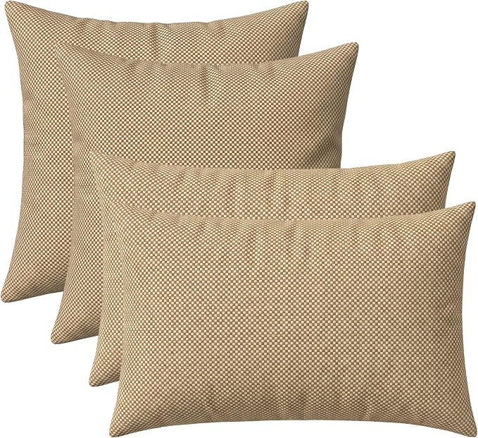 RSH DECOR: Lumbar & Square Pillows Set of 4 | 20" x 12" & 20" x 20" | Water and Fade-Resistant Performance Fabric | Outdoor Throw Pillows for Patio Furniture | Made in USA (Trixie Wicker)
