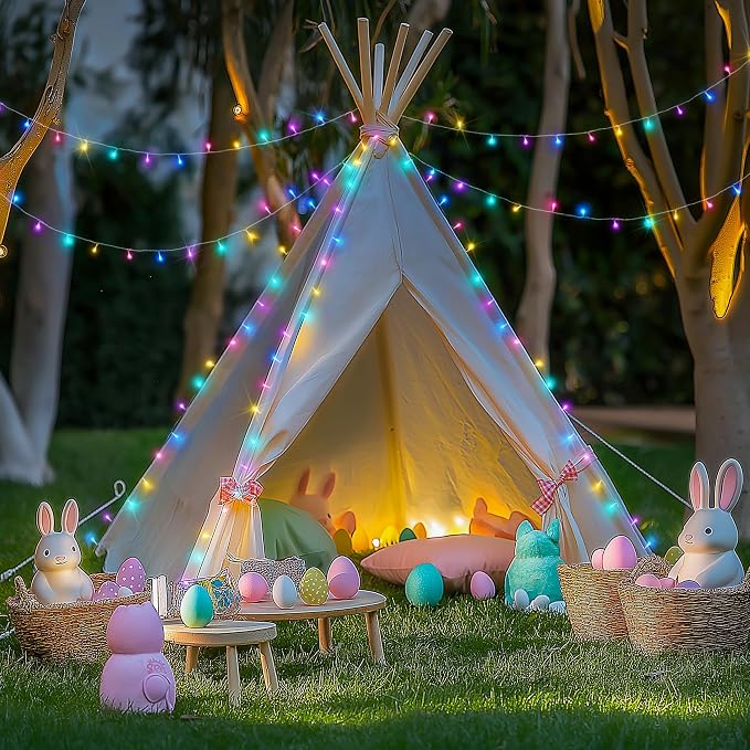 JMEXSUSS 168ft 600 LED Easter Lights Outdoor Indoor Clear Wire | Pastel String Lights with Remote, Multicolor Easter Christmas String Lights Plug in for Bedroom Tree Room Party Decorations