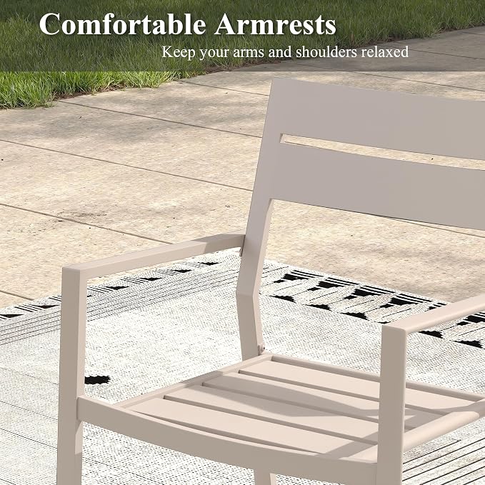 Patio Dining Set for 10, Round 63" Outdoor Dining Table and Chairs Set with Stackable Patio Chairs Outdoor Furniture for Garden Deck Backyard, Sandshell Table and Sandshell Chairs