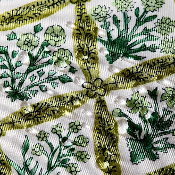 Allorry Floral Outdoor Pillow Covers 16x16 Green Outdoor Waterproof Decor | Set of 2 Vintage Floral Block Print Pillow Cover,Farmhouse Boho Decorative for Spring Summer Outdoor Sofa Bedroom Decor