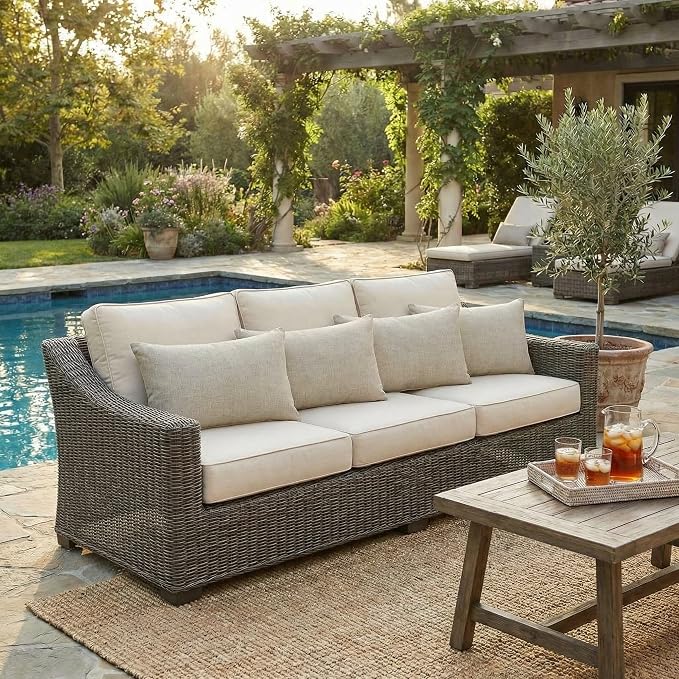 RSH DECOR: Designer Select Sunbrella Lumbar Throw Pillows Set of 4 | 20" x 12" | Water and Fade-Resistant Performance Fabric | Indoor Outdoor Accent Pillows | Made in USA (Spectrum Dove)