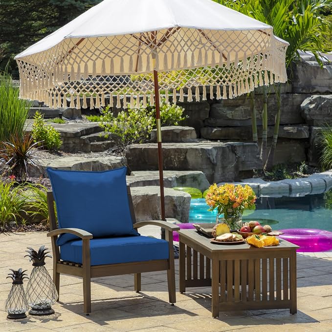 Arden Outdoor Deep Seat Cushion Set, 2-Pack, 24x24, Cobalt Blue | Outdoor Sofa, Couch, Conversation Set, Weather-Proof, Rain-Proof, Fade Resistant for Chair, Mold and Mildew Resistant