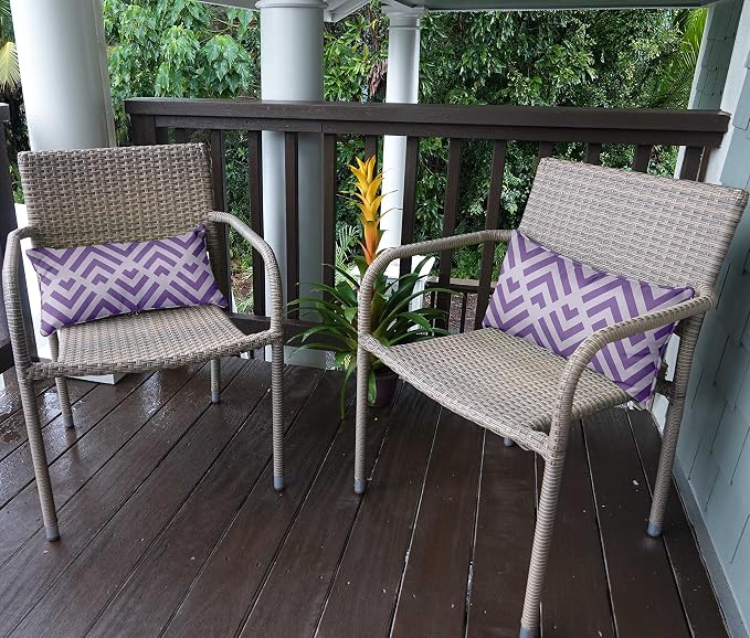 Indoor/Outdoor Polyester Fabric Lumbar Pillow Cover, All-Weather Waterproof Rectangular Cushion Case for Patio Furniture, 12 x 20 Set of 2 - Abstracts-85